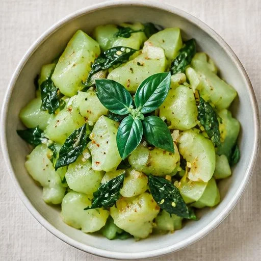 Illustrative food photograph for Bottle Gourd & Basil Protein Stir